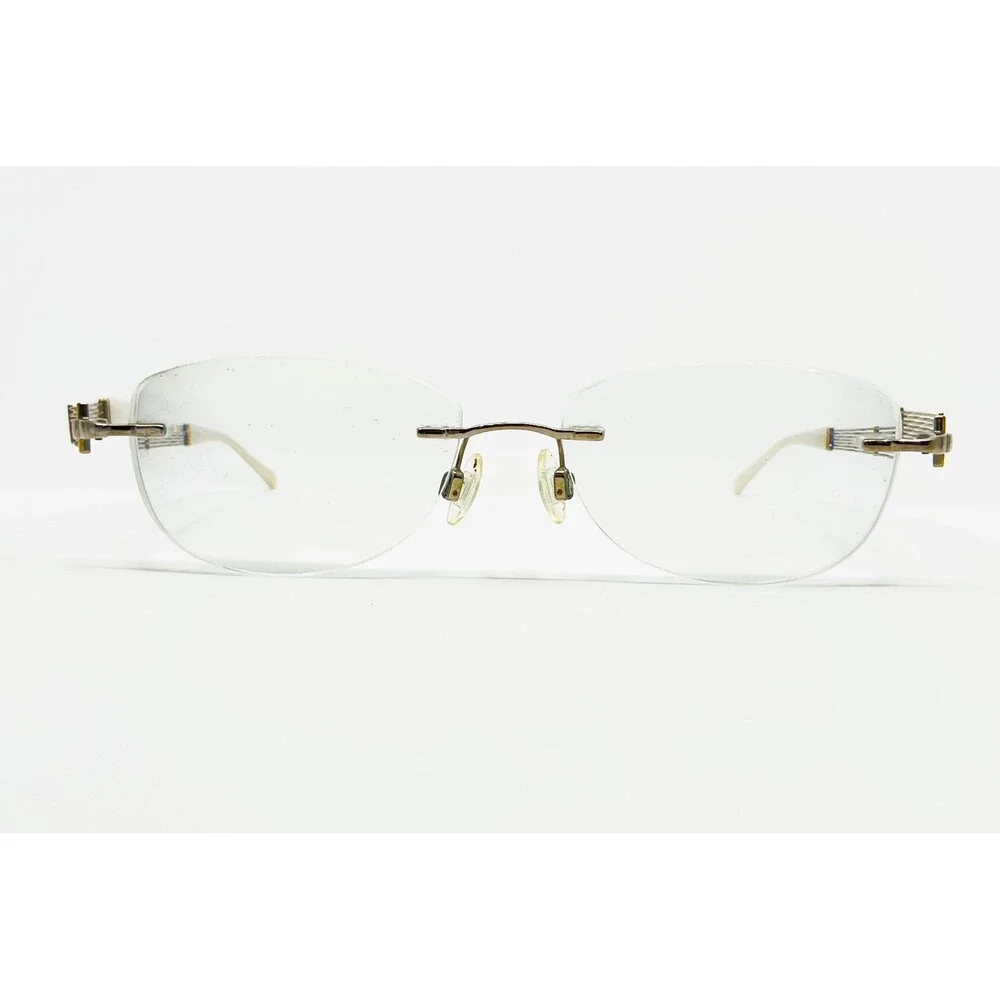 Charmant Line Art Eyeglasses Womens White Rimless Titan XL2040 53-16-135mm